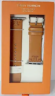 TORY BURCH DESIGNER McGRAW SADDLE BROWN LEATHER BAND FOR APPLE WATCH, TBS0100