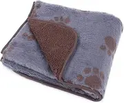 Petface Sherpa Printed Fleece Comforter Dog Blanket, Grey/Chocolate Brown