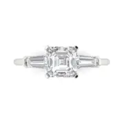 1.62 emerald Cut Baguette Engagement Anniversary 3-Stone Promise Ring 14K Gold