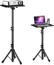 Projector Stand Tripod Adjustable, Laptop Height from 23.5 to 46.5 inches with Gooseneck Phone Holder, Floor for Office, Home, Stage, Studio, DJ Racks Holder Mount, 23.5inch-46.5inch