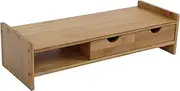 Monitor Riser Stand, Ergonomic Computer Monitor Stand with Double Drawers, Non Mold Laptop Riser Base Laptop Shelf Organize for Hme Office (bamboo)
