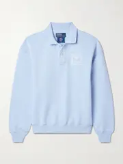 [Polo Ralph Lauren] Polo Ralph Lauren - + Wimbledon Embroidered Cotton-blend Jersey Polo Sweatshirt - Light blue - x small x small Blue