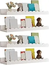 4Pcs/Set Scalloped Wall Shelf 16.54x3.35x1.97 Natural Wood/Bamboo Decorative Floating Shelves Nursery for Books, Plants, Toys, Photo Frames, Floating Shelves Nursery, Small Corner Shelf