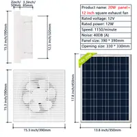 在飛比找蝦皮商城精選優惠-專業版20w防水太陽能板+12寸百葉窗排氣直流太陽能風扇壁掛