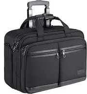 KROSER Rolling Laptop Bag Premium Briefcase Fits Up to 17.3 Inch Water-Repellent Overnight Computer Bag With RFID Pockets for Travel/Business/School/Men/Women-Black