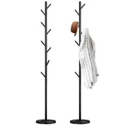 Coat Rack Steel Clothes Stand Tree Hanger Hat Garment Hook Organizer Marble Base-White