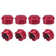 30mm Mounting Momentary Game Push Button Round for Video Games Red 8pcs