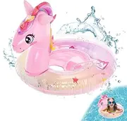 Baby Swimming Float Seat, Inflatable Toddler Pool Swimming Ring with Double Handle, Cartoon Animal Water Waist Float Toy for Age 1-4 Year Old Baby Toddlers Summer