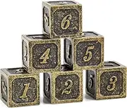 DNDND 6 Sided Dice Set , 6 Pieces Ancient Brass D6 Metallic Dice with Free Black Velvet Bag for D&D DND Pathfinder Shadowrun or GURPs