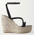 Christian Louboutin Mafaldina Zeppa 120 Black Platform Wedge Sandal Heel Pump 38
