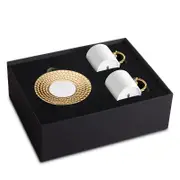 L'Objet Aegean Gold Trim Espresso Cup & Saucer, Set of 2