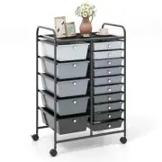 15 Drawer Rolling Storage Cart with 4 Wheels for Beauty Salon-Light Grey