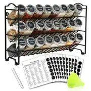 SPICE RACK Empty Square Jars Labels with Chalk Marker Funnel Jar Set By SWOMMOLY