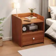 2x Bedside Table Bedroom Vintage Walnut Color with Tray and Drawer 47x39x48cm Brown