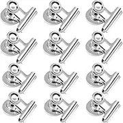 12pcs Refrigerator Iron Magnet Hook Clips- 6pcs 38mm Wide, 6pcs 30mm Wide, maxin Magnetic Clips Hooks Neodymium Magnet for Kitchen Office School Home Use- Silver.