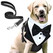 Dog Harness Leash Tuxedo Ring Bearer Elegant Soft Washable Comfortable Halloween Valentine's Day Wedding Party Wedding Party Dog Clothing for Small Medium Larg