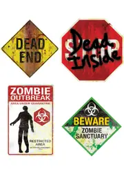 Set of 4 Small Magnetic Halloween Sign Decorations