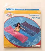 New 6ft Sand N Sun Adult Blue Transparent Air Mat Swimming Pool Float Pillow Top