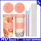 2Pack Reusable Bubble Tea and Smoothie Cup 700ml Boba Tea Cup with Straw Lid NEW