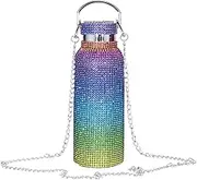 Bottle with Chain 500ml Stainless Steel Insulated Bottle, Sparkling Vacuum Cup, for Hiking Gym Insulation Bottle, Rainbow, as described