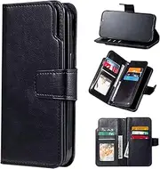 [Czhwsm] Compatible for Case Samsung Galaxy S10 (5G) Magnetic Leather Case Wallet Phone Case with Bracket Card Holder Case+2X Tempered Glass Screen Protector-Black