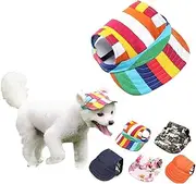 Petea Dog Hat Pet Baseball Cap Dogs Sport Hat Visor Cap with Ear Holes and Chin Strap for Dogs and Cats 4 Sizes 5 Colors (Rainbow Stripe, S)