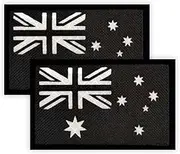 2 PCS Black Australia Patch,2×3.15 inch Embroidered Applique Australian 8×5 CM Patches with Hook Back Tag for DIY Cloth Bag Trousers Backpack Hat