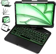 FFENDOUNIU for iPad Air 13 Inch Case with Keyboard (M2-2024, M3-2025), for iPad Pro 12.9 inch(6/5/4/3 Gen) Keyboard Case with 360°Rotating Stand, 7 Colors Backlight, Trackpad (Black)