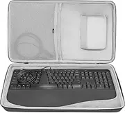 Geekria Hard Shell Travel Carrying Keyboard Case for Microsoft Ergonomic Desktop/3ra00022 Keyboard (LXM-00004), Keyboard and Mouse Combo Case (Dark Grey)