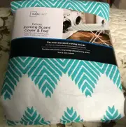 Mainstays Deluxe Ironing Board Cover & Pad Teal Chevron