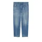 GUCCI Blue Washed Organic Denim Trousers With Patch New And Authentic