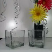 Libby Glass Votive Candle Holders NEW Square 2 Pc. Set Modern Classic