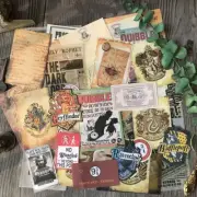 Harry Potter hogwarts Vintage junk journal kit pack, card, journal scrapbook