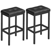 Bar Stools Set of 2 PU Upholstered Breakfast Stool 15.7 x 11.8 x 24.4 Inches ...