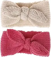[IZUS] Turban Headband Baby Girl - Warm Rabbit Knot Hair Band, Knit Head Wrap for Newborn, Toddler and Children