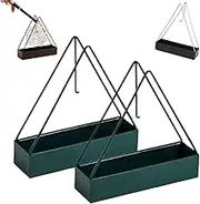 Coil Holder Hanging, Mosquito Coil Holder, Designer Portable Iron Mosquito Coil-Holders with Handle, Coil-Insense Burner Fireproof Material Incense Holders for Home (2 Pcs Green)