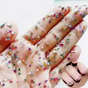 2000Pcs Colorful Rhinestones Nail Charms Multi Shape Crystal Flat Back Silver