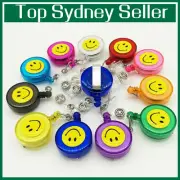 3 Smile Retractable Badge Holder Reel Swipe Card Security ID Pull Key Tag Clip