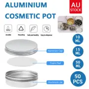 Aluminum Empty Cosmetic Pot Lip Balm Wax Jar Tin Silver Container10 15 50ml