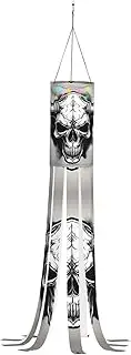 Halloween Garden Bull Skull Windsock Lights Halloween Lighted Windsock for Patio Yard Pathway Party Decor