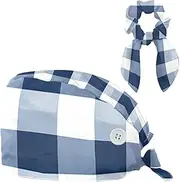 [YTYVAGT] Scrub Caps Women,Scrub Hats Suitable for Women,Blue White Plaid