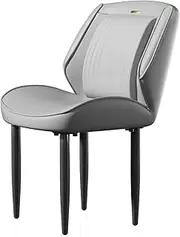 Leather Dining Chairs Set of 2 : Upholstered PU Leather Seating and Wide Backrest Armless Stool Side Chair for Living Room,Bedroom,Apartment,Restaurant,Hotel,Dark Grey & Grey
