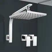 ACA 10" Rain Shower Head Set w/ Taps Square Gooseneck Shower Arm Swivel Chrome