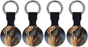4PCS for Golden Retriever Air Tag Holder Case Waterproof & Shockproof Anti-Scratch Protective Air Tag Cover with Keychain Ring Silicone Tags Holders for Luggage, Backpack, Keys, Pet