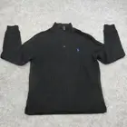Polo Ralph Lauren Sweater Mens Small Half Zip Black Blue Pony Cotton Pullover B