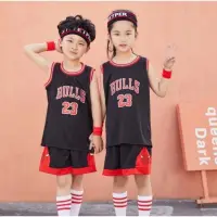 在飛比找蝦皮購物優惠-全新球衣套裝兒童籃球兒童 NBA 公牛隊黑色黑色進口級 OR