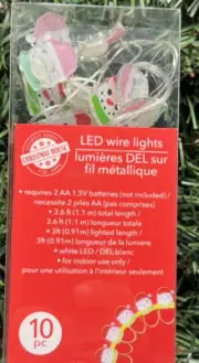 Christmas String Lights 10 LED Lights 3.6 FT Snowmen Battery Operated NIP