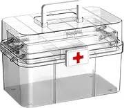 3-Layers Clear Medicine Storage Box with Handle, Large Capacity Plastic Pills Box, Medicine Case Organizer, Household Storage Organizer for Bedroom Bathroom Office