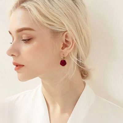 Earrings Dangles Holiday Decorations Tassels Red Flocked Earrings Jewelry Gifts