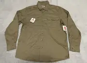 Wrangler Epic Soft Flex Woven Button Shirt Men’s L Large Tan Long Sleeve